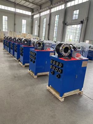 2 pulgadas de altura modelo azul color 10 mueres hidráulica manguera máquina de encrucijado con 600T fuerza de encrucijado