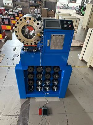Máquina de acoplamiento de manguera hidráulica de alta presión de 38 mm de apertura rápida P38 1,5 pulgadas de 6-38 mm con 8 dies Color azul