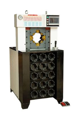 Un buen precio. Máquina de crimpado de manguera de CA de color negro de 3 pulgadas de grosor con 15 matrices de 6-76 mm con herramientas de molde de cambio rápido que soportan una fuerza de crimpado más rápida de 650T, crimpadora hidráulica de manguera en línea