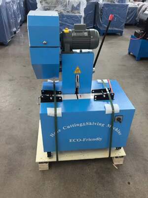 Máquina eléctrica para cortar y pelar mangueras de 6-51 mm, color azul, 2 pulgadas, con dispositivos de protección, voltaje de 220 V/380 V y 10 troqueles intercambiables, dos funciones en una sola máquina