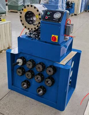 Rango de engarzado de 2 pulgadas hasta 51 mm Sistema de control de botones de la máquina engarzadora de mangueras hidráulicas de color azul con herramienta y estante de molde de cambio rápido y 10 troqueles intercambiables