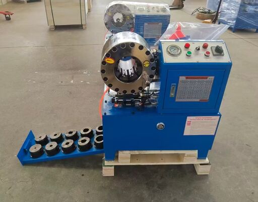 Engarzadora de manguera hidráulica eléctrica de color azul DX68 de 2 pulgadas con herramientas de molde de cambio rápido de 6 mm a 51 mm, precisión de 10 troqueles y eficiencia de 200 piezas por hora