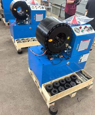 Máquina prensadora de mangueras hidráulicas de 6" hasta 150 mm con diferente voltaje, rango de prensado de 4-150 mm, gran apertura y 20 troqueles intercambiables
