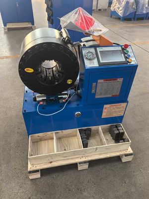 Sistema de control PLC Servicio OEM Industrial 16 Dies Color azul 4 pulgadas Rango de recorte Herramienta de recorte eléctrico hidráulico 0,01mm precisión de manguera