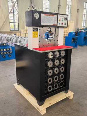 Un buen precio. Máquina de crimpado de mangueras hidráulicas con control por botón, rango de crimpado de 6-76 mm y apertura máxima de 165 mm en línea