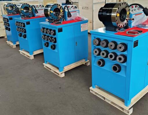 Un buen precio. Máquina prensadora de mangueras de caucho con fuerza de prensado 600T, modelo superior de 2 pulgadas, con rango de 6-51 mm y 10 troqueles intercambiables para prensadora de mangueras hidráulicas en línea