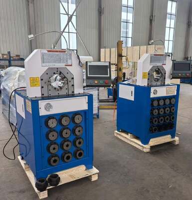 Un buen precio. 3 pulgadas de Super espesor modelo 220v/380v Máquina de acoplamiento de manguera hidráulica con 2800KN de fuerza de acoplamiento PLC / sistema de control de algodón y 6-76mm de alcance de acoplamiento 15 Dies en línea