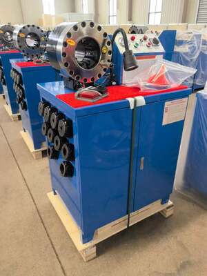 2 Inch 600 Ton Rubber Hose Crimping Machine Higher Model Blue Color 220v/380v Voltage With 6-51mm Range And 10 Interchangeable Dies
