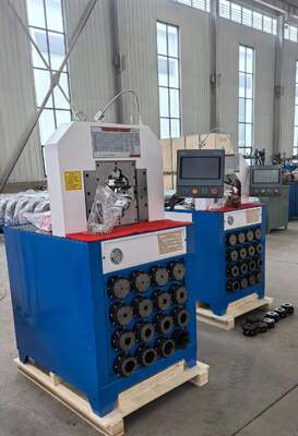 Un buen precio. Máquina prensadora de mangueras hidráulicas modelo 110V/220V/380V/415V de espesor estupendo de 3 pulgadas Sistema de control PLC Mayor capacidad Fuerza de prensado 2800KN y rango de prensado de 6-76 mm 15 troqueles para aplicaciones hidráulicas en línea