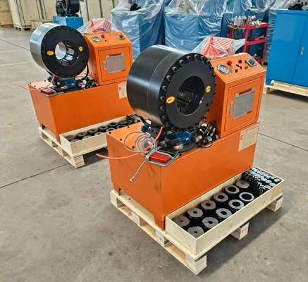 Un buen precio. Engarzadora de manguera hidráulica eléctrica de color naranja DX68 de 2 pulgadas con herramientas de molde de cambio rápido 6-51 mm, precisión de 10 troqueles y eficiencia de 200 piezas por hora en línea