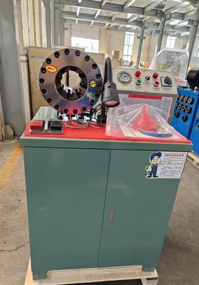 Un buen precio. 2 sistema de control del botón del voltaje del color verde 220V/240V/380V/415V del modelo superior de la máquina que prensa de la manguera de goma del motor 600T de 2 pulgadas 3kw con la gama de 6-51m m y 10 troqueles intercambiables en línea